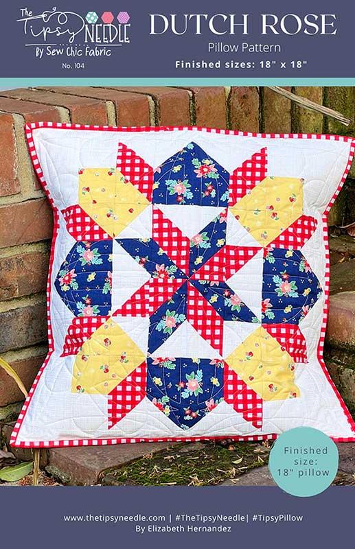LAST CALL Dutch Rose Pillow Pattern, The Tipsy Needle TTN104