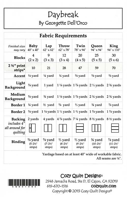 Daybreak Quilt Pattern, Cozy Quilt Designs CQD01094