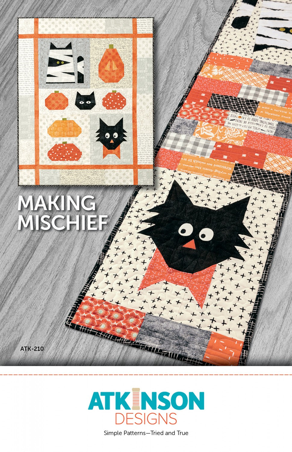 Making Mischief Table Runner Quilt Pattern, Atkinson Designs ATK-210
