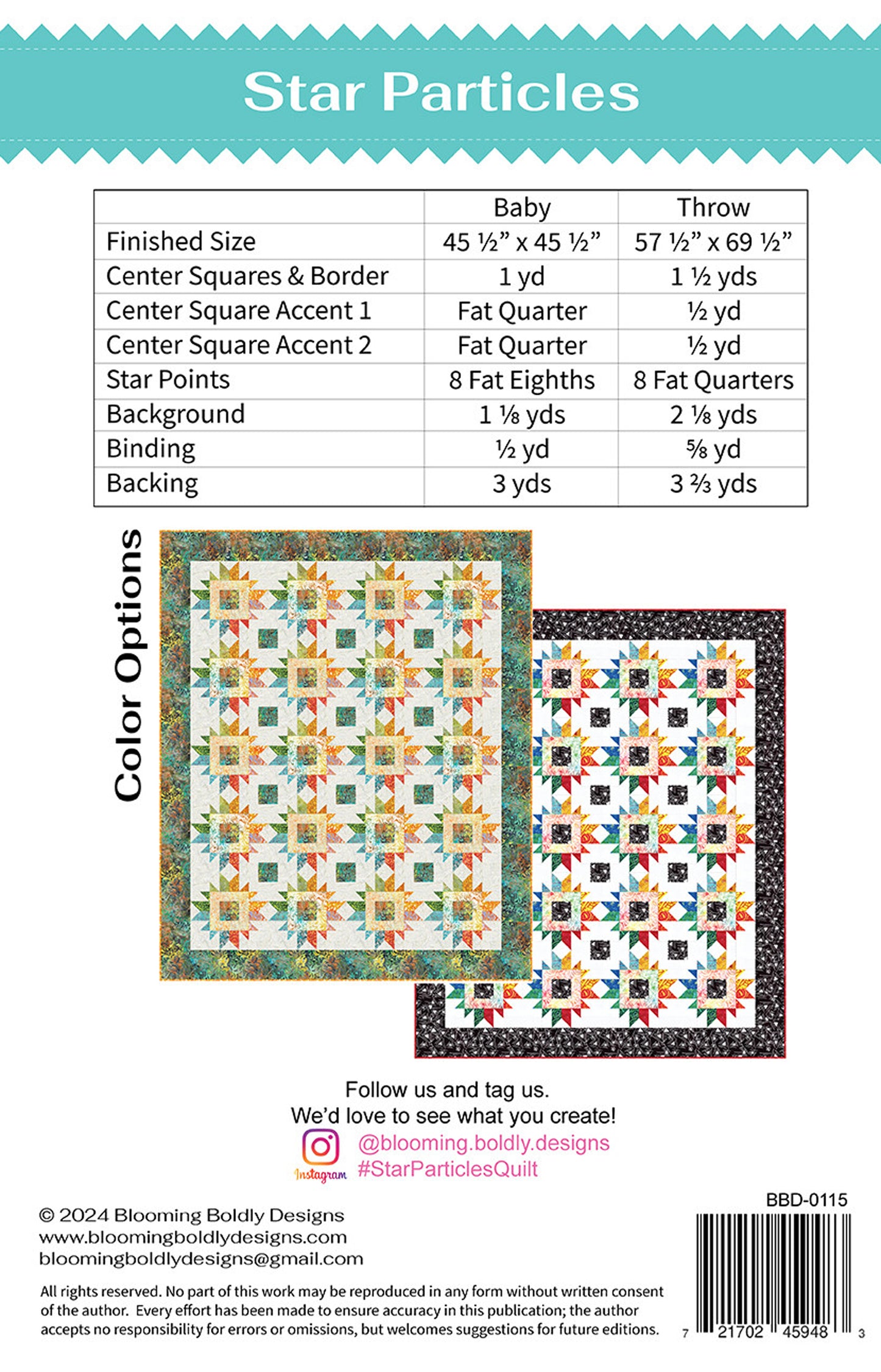 Star Particles Quilt Pattern, Blooming Boldly BBD0115