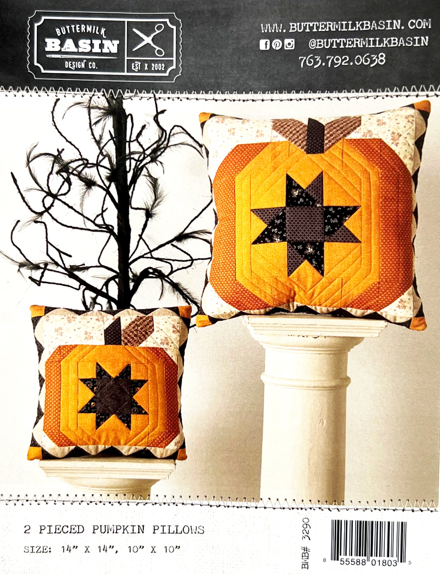 2 Pieced Pumpkin Pillows Pattern, Buttermilk Basin BMB3290
