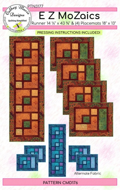 EZ MoZaics Table Runner Place Mats Quilt Pattern, Cathey Marie Designs CMD176