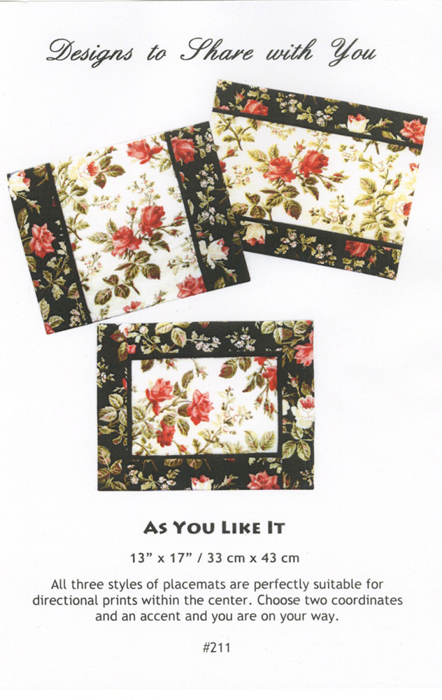 As You Like It Place Mats Placemats Pattern, Designs to Share With You DSY211