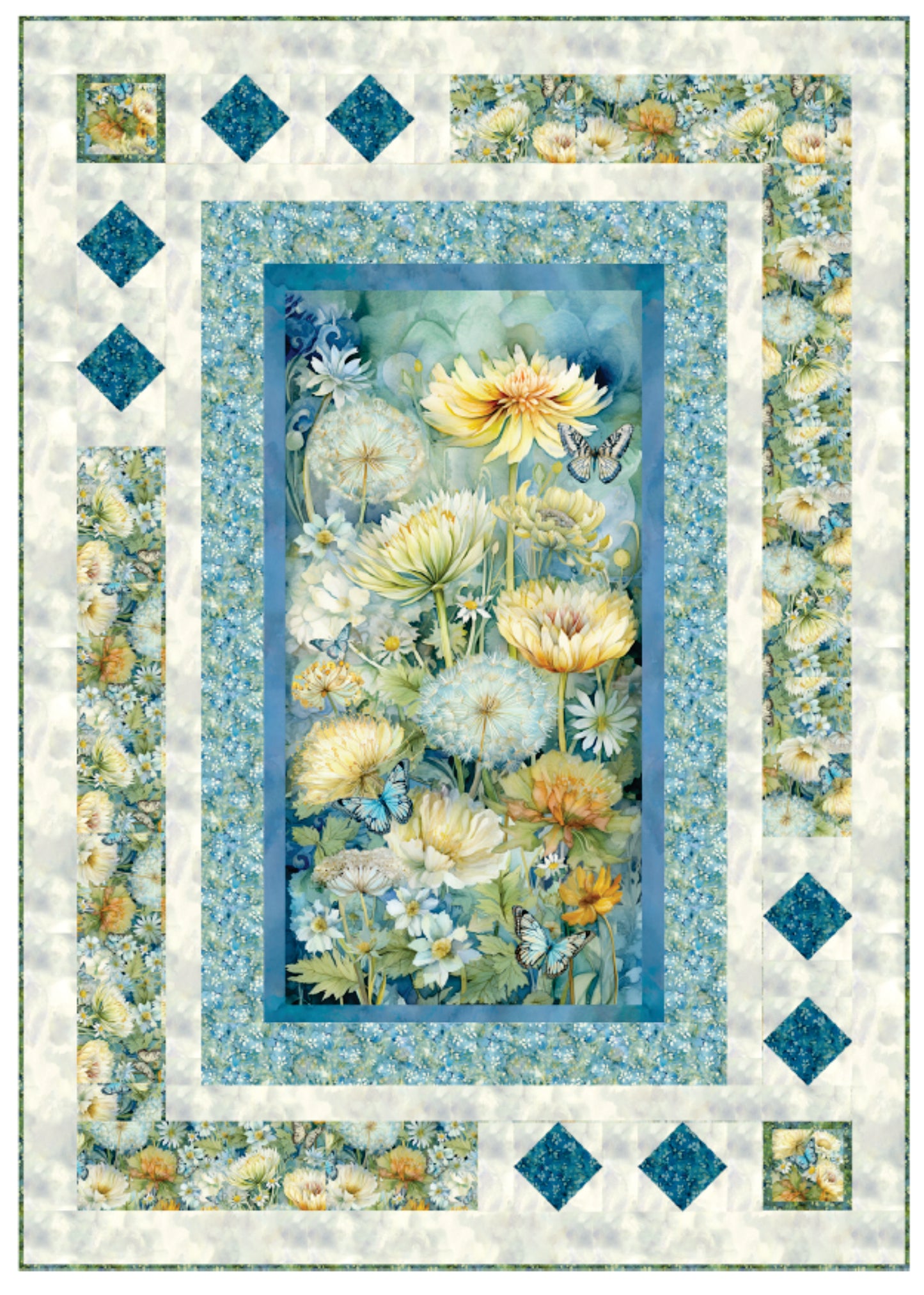 Diamond Square Panel Frame Quilt Pattern, Sweet Tea Girls STG0164