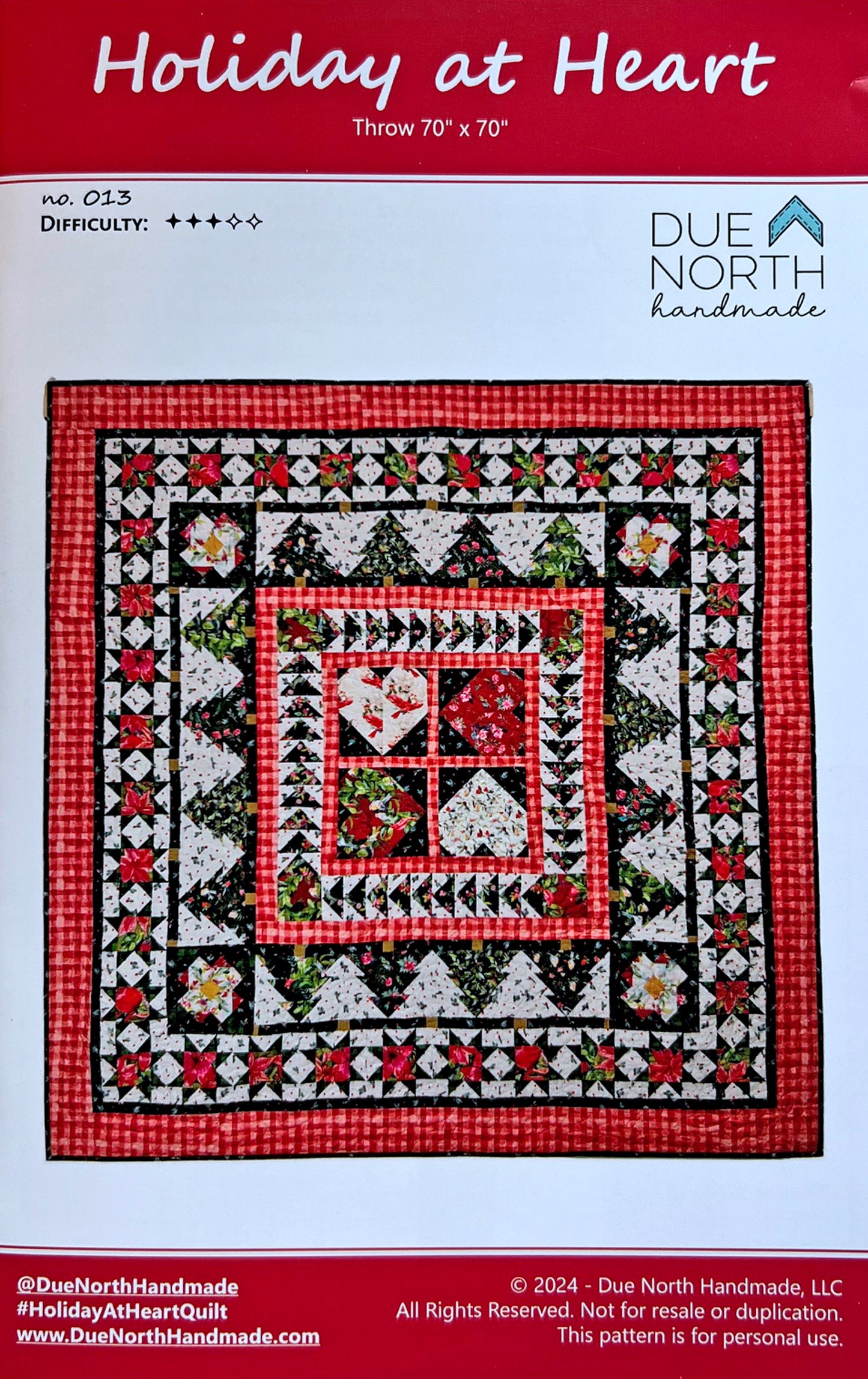 Holiday at Heart Quilt Pattern, Due North Handmade DNH013