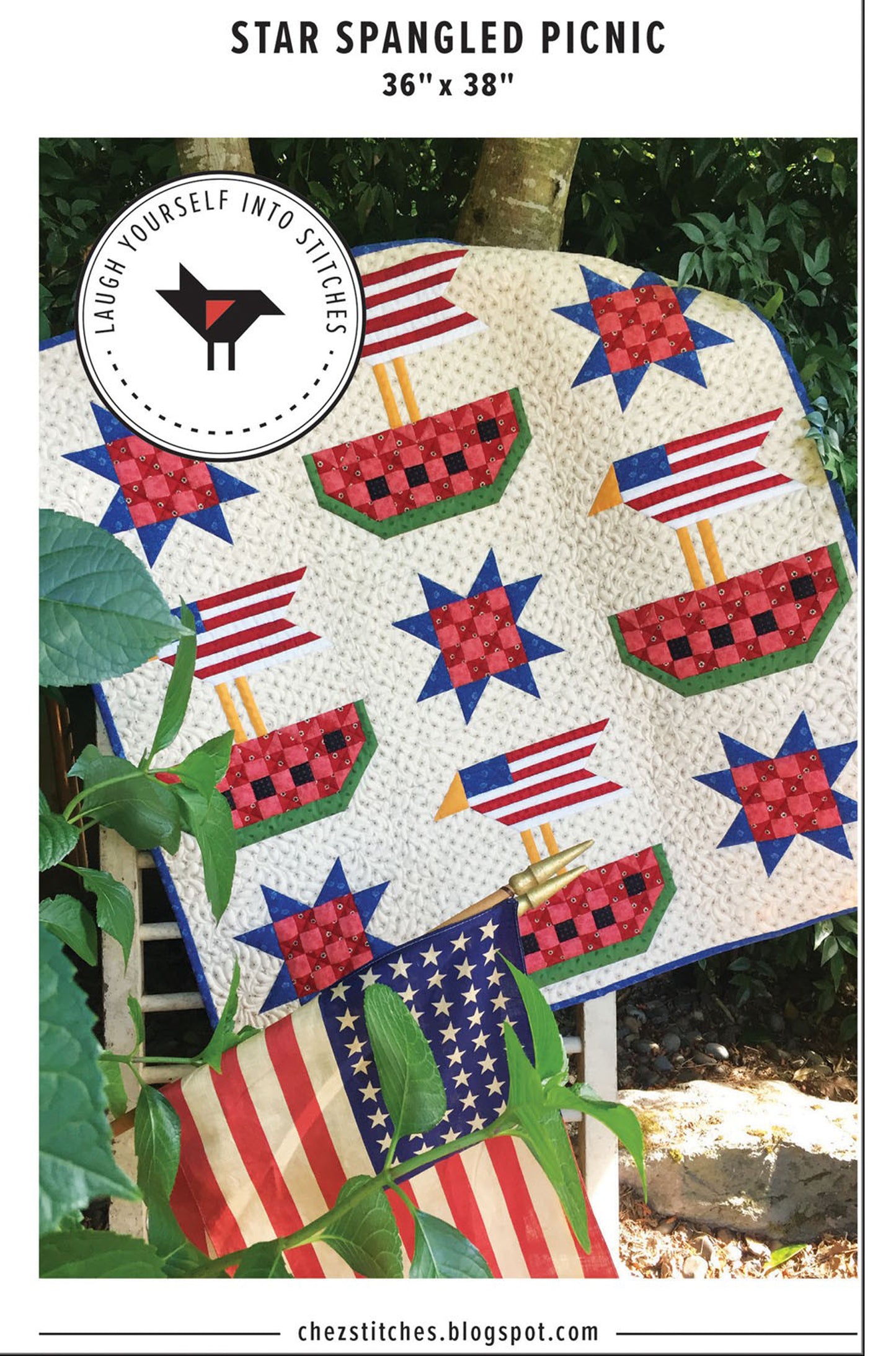 Star Spangled Picnic Quilt Pattern, Laugh Yourself into Stitches LYS116
