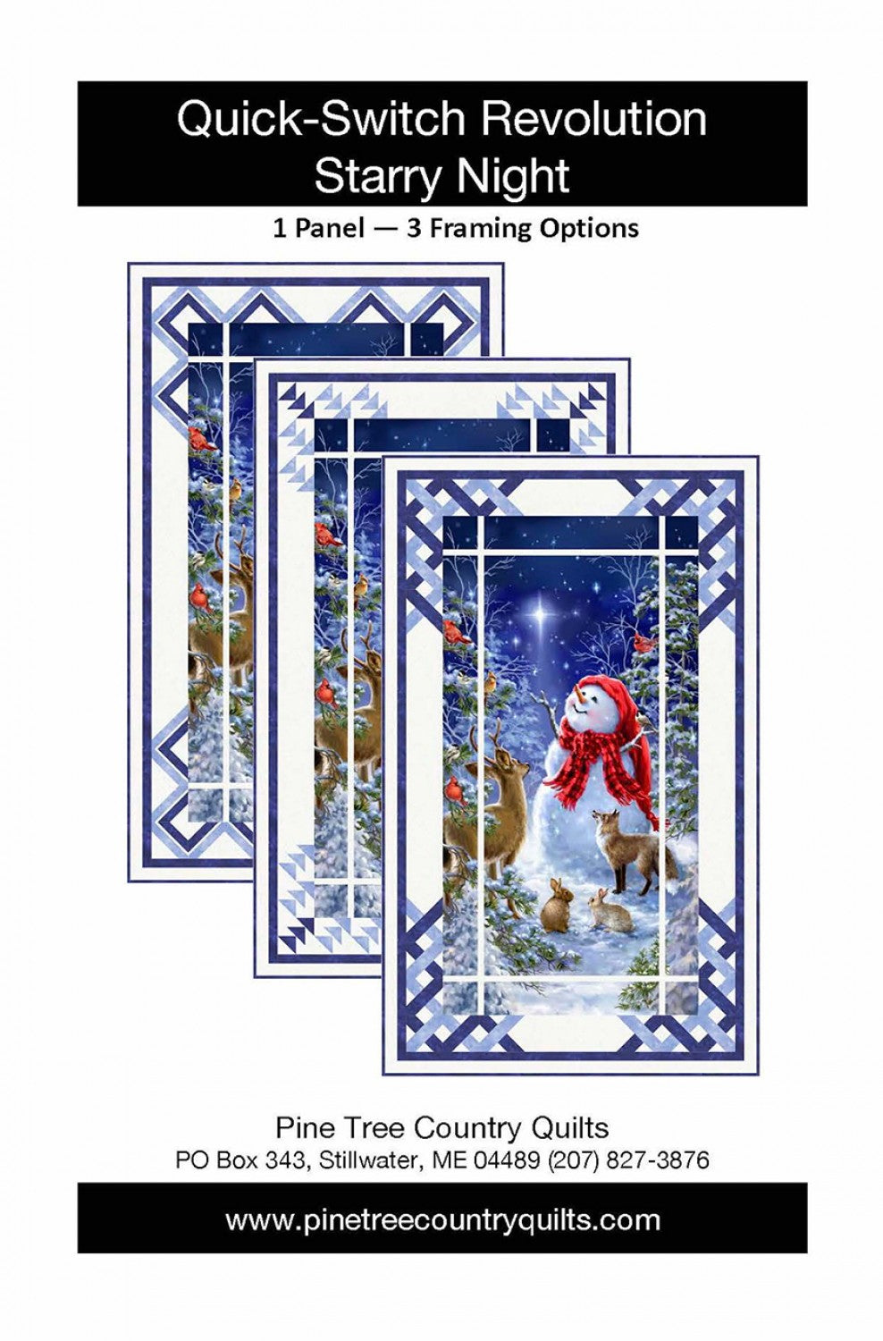 Quick Switch Revolution Starry Night Panel Frame Quilt Pattern, Pine Tree Country Quilts PT1804