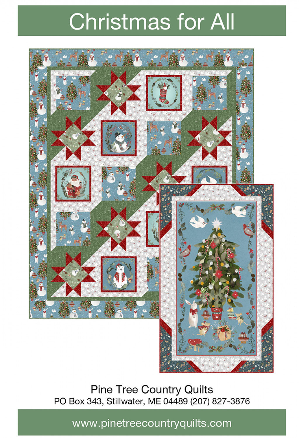 Christmas For All Panel Frame Quilt Pattern, Pine Tree Country Quilts PT2077