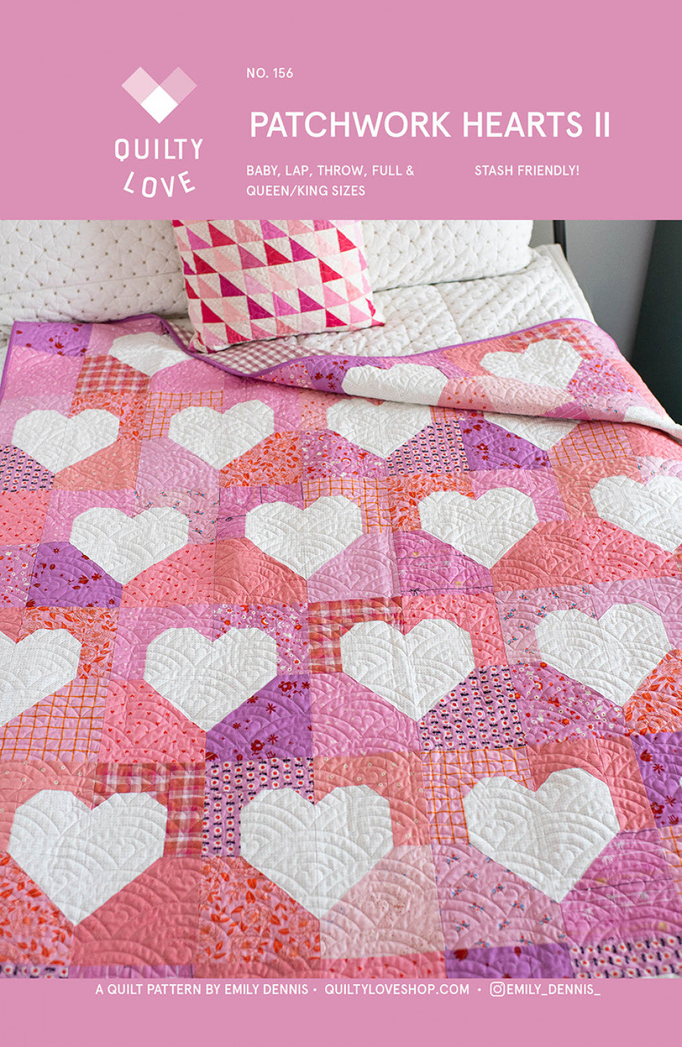Patchwork Hearts II Quilt Pattern, Quilty Love QL156