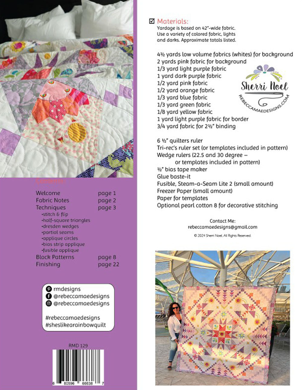 She's Like a Rainbow Quilt Pattern, Rebecca Mae Designs RMD129