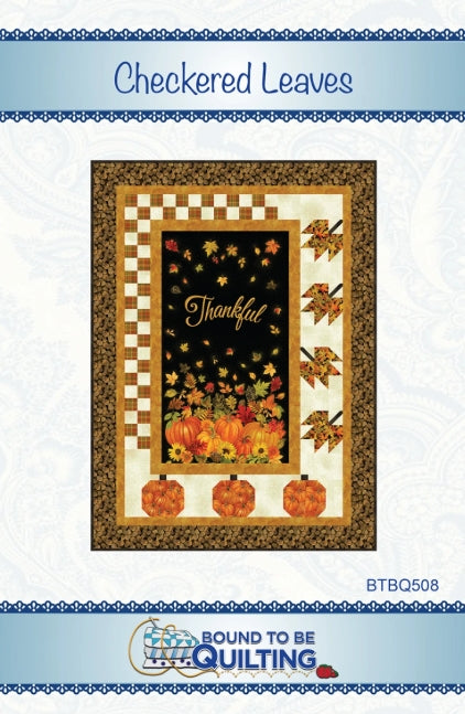Checkered Leaves Fall Panel Frame Quilt Pattern, Bound to Be Quilting BTBQ508