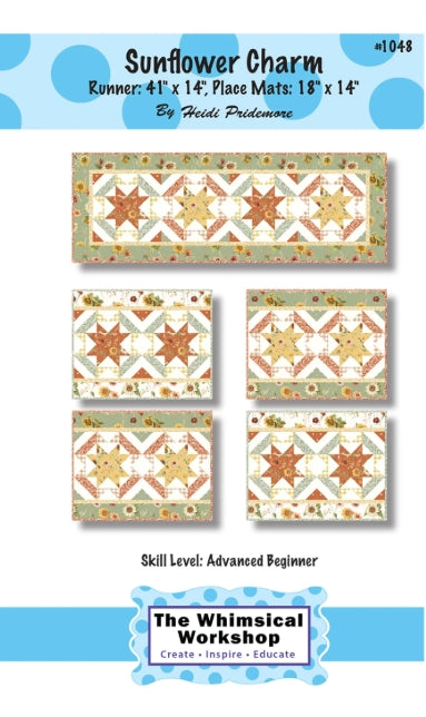 Sunflower Charm Table Runner Place Mats Quilt Pattern, The Whimsical Workshop TWW1048