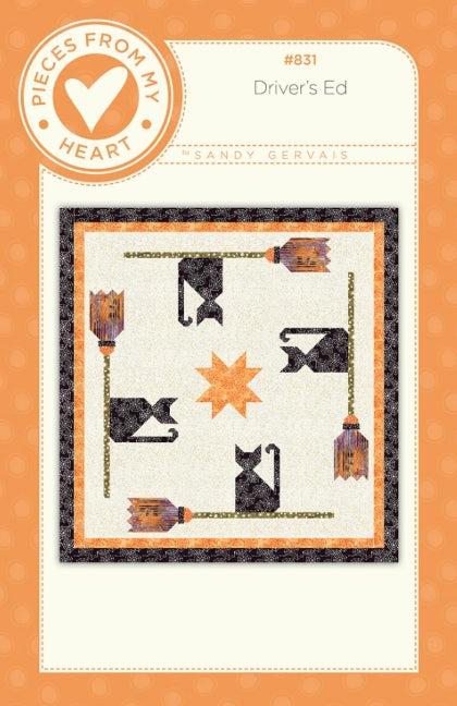 Drivers Ed Halloween Cats Quilt Pattern, Pieces From My Heart PM831