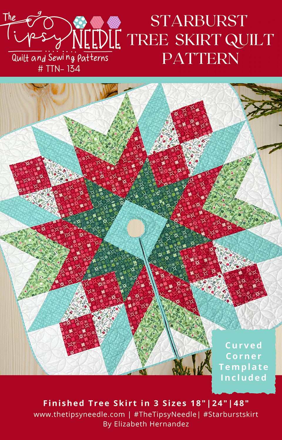 Starburst Tree Skirt Quilt Pattern, The Tipsy Needle TTN134