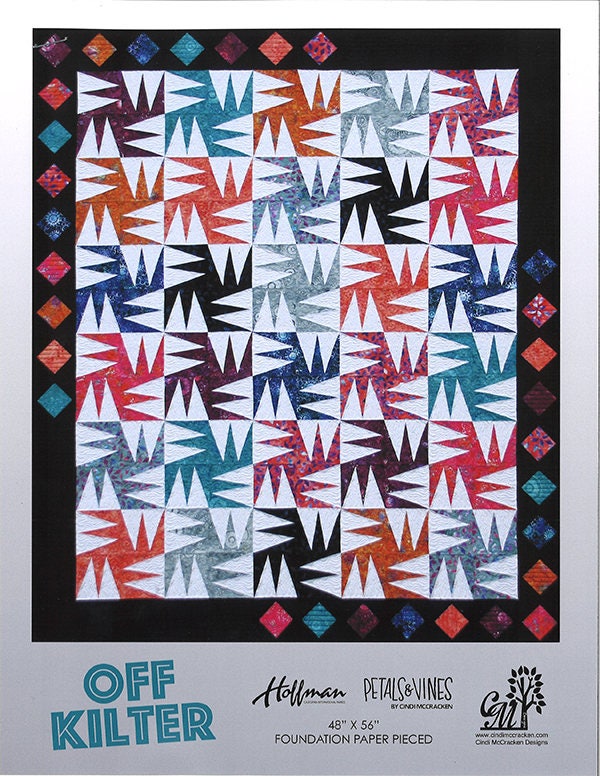 Off Kilter FPP Quilt Pattern, Cindi McCracken Designs CMD92, Foundation Paper Pieced Contemporary Quilt Pattern