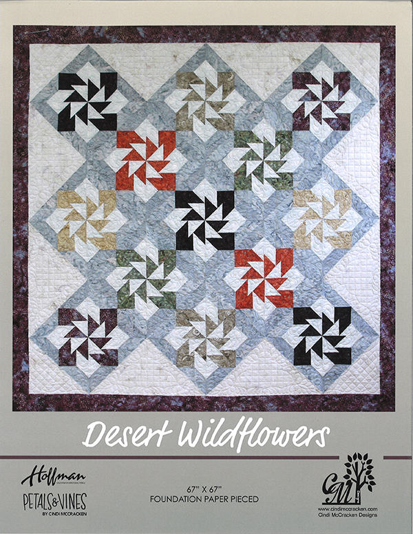 Desert Wildflowers FPP Quilt Pattern, Cindi McCracken Designs CMD91, Foundation Paper Pieced Contemporary Quilt Pattern
