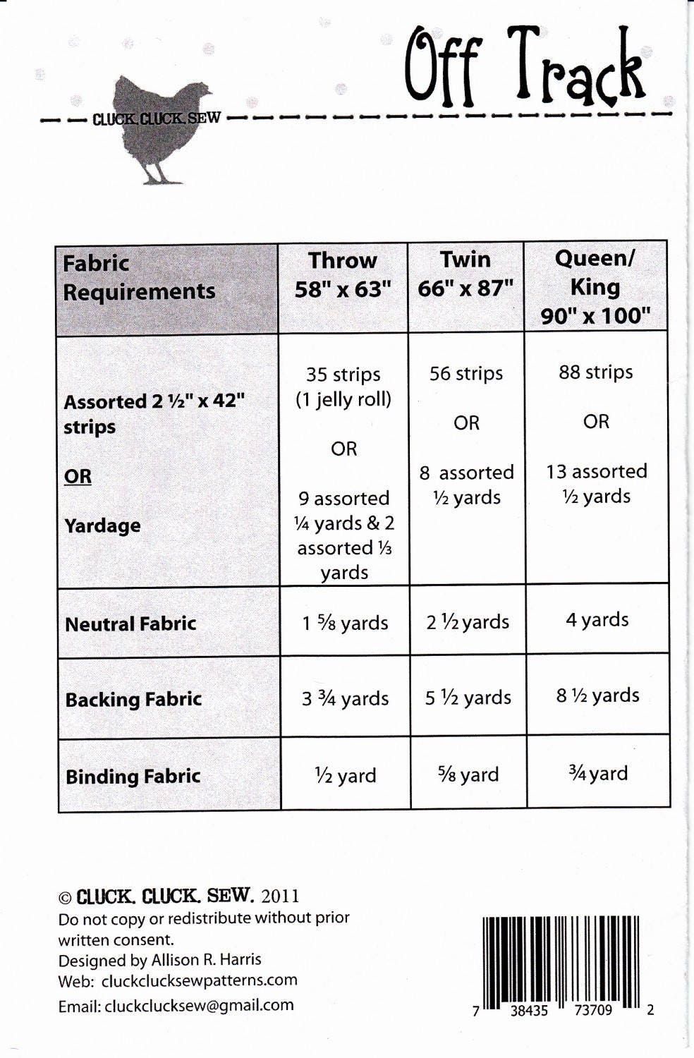 Off Track Quilt Pattern, Cluck Cluck Sew CCS123, Jelly Roll Yardage Scrap Friendly Modern Boxes Squares Rectangles Chain Quilt Pattern