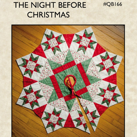 The Night Before Christmas Tree Skirt Pattern, The Quilt Branch QB166, Yardage Friendly Stars Christmas Xmas Tree Skirt Pattern
