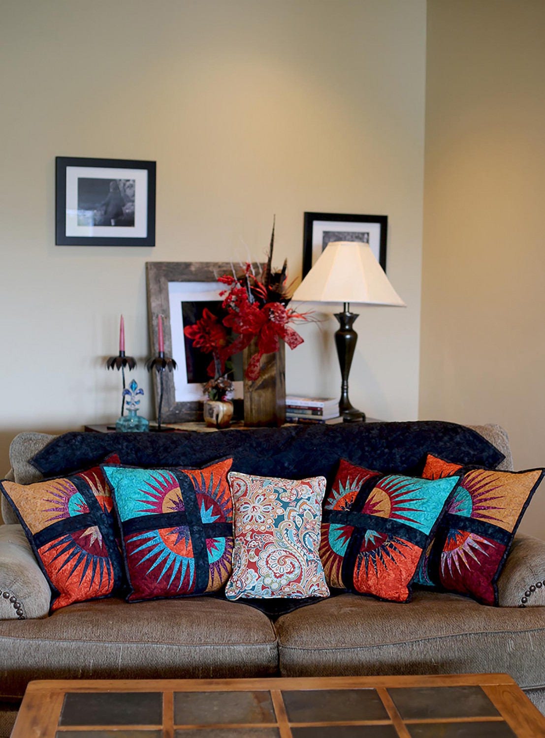 LAST CALL Desert Sunset Quilted Pillow Cover Pattern, Cut Loose Press CLPQLT004, Foundation Pieced Quilt Pattern, Charm Elements 6 7