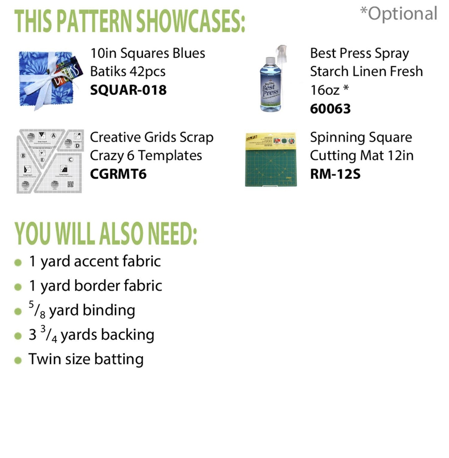 Emerald City Quilt Pattern, Cut Loose Press CLPCVB002, Diamond Quilt Pattern ,Creative Grids Scrap Crazy 6 Templates CGRMT6