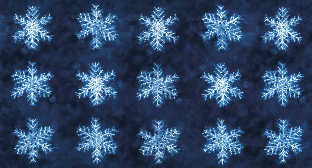 RARE Yuki Seppen 23" Snowflake Fabric Panel OOP, Moda 48020 14, Blue and White Snowflakes Fabric, Indigo Blue and White Fabric, Maddy