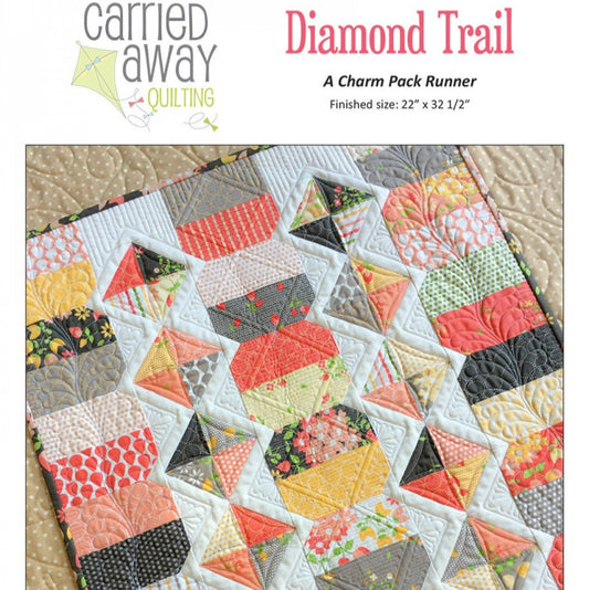 Diamond Trail Table Runner Quilt Pattern, Carried Away Quilting CAQ 014, Charm Pack Friendly Table Quilt Pattern