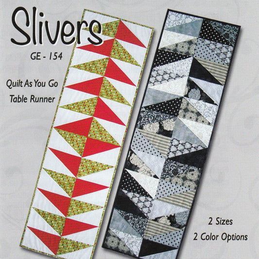Slivers Table Runner Quilt Pattern, GE Designs Ge154, 5" Charm Square FQ F8 Scrap Friendly Table Quilt Pattern, Quilt As You Go Pattern qayg