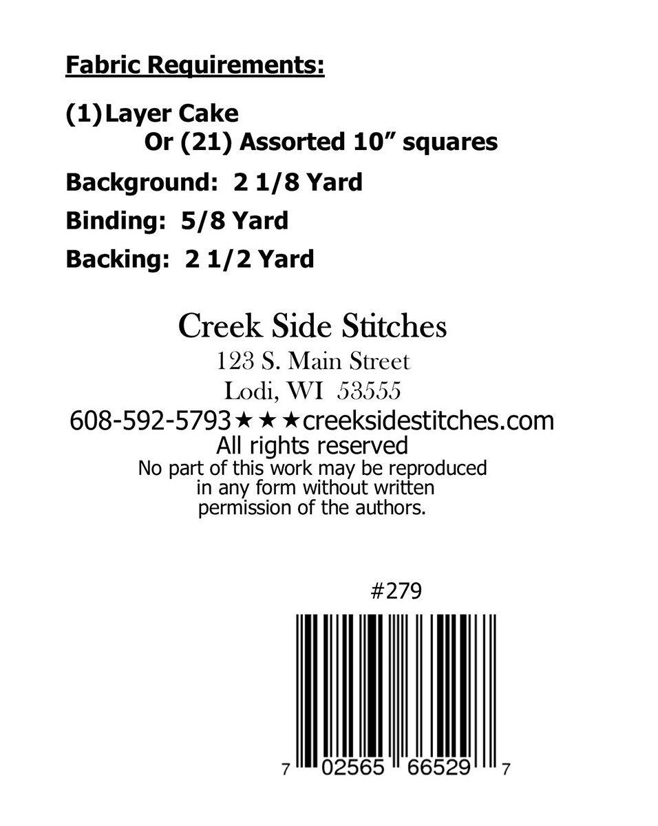 Country Christmas Quilted Tree Skirt Pattern, CSS279, Layer Cake Friendly, Christmas Xmas Table Topper Tree Skirt, Creek Side Stitches