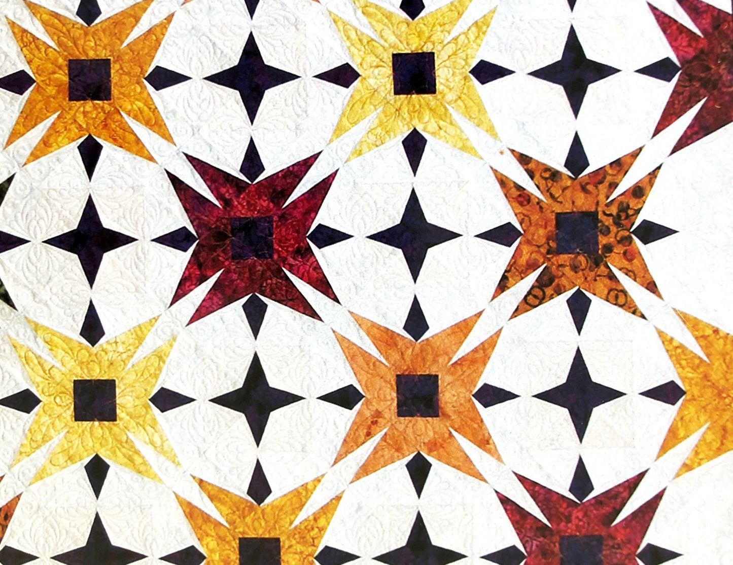 DESTASH Throwing Stars FPP Quilt Pattern, Cindi McCracken Design CMD96, Foundation Paper FPP Stars Square Lap Throw Quilt Pattern
