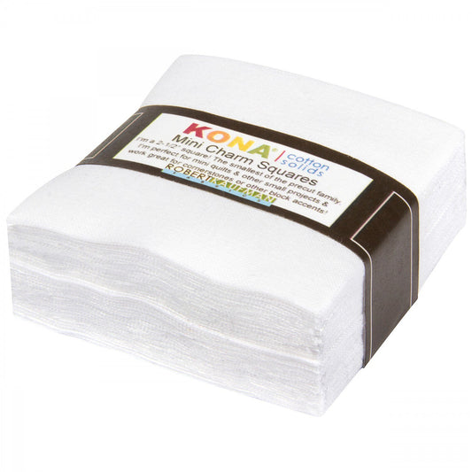 Kona Cotton - White Mini Charms, Robert Kaufman MCH-105-84, 2.5" Solid Ivory Precut Fabric Squares
