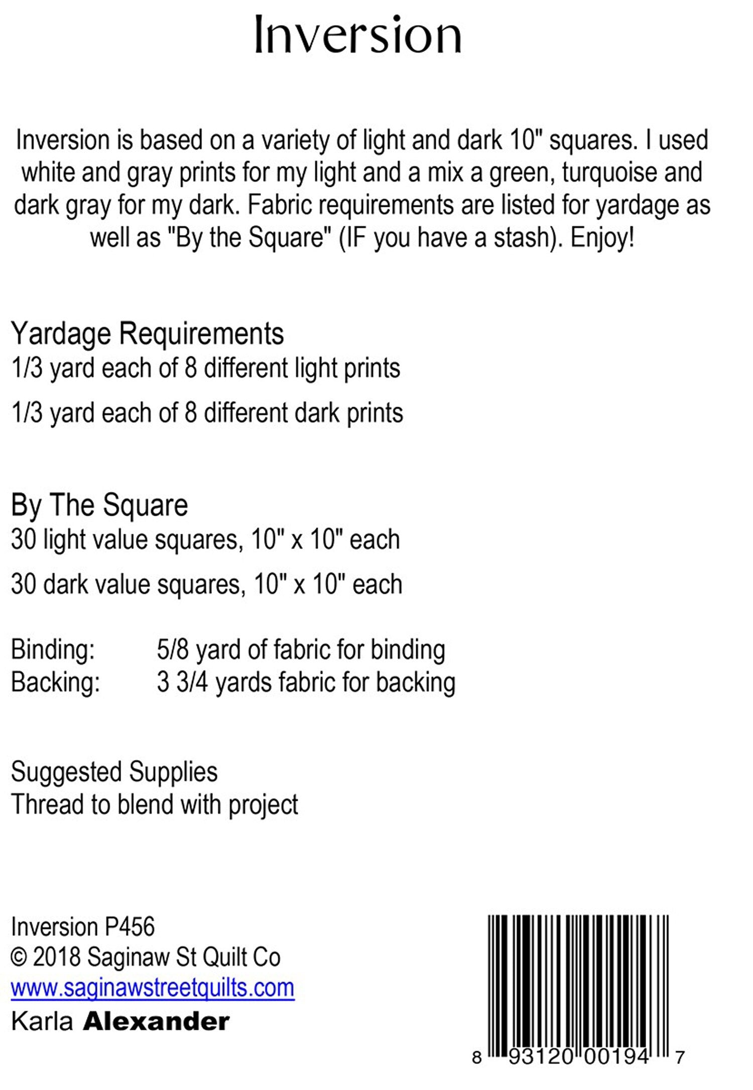 Inversion Quilt Pattern, Saginaw Street Quilts P456, Layer Cake Friendly Southwest Lap Throw Quilt Pattern