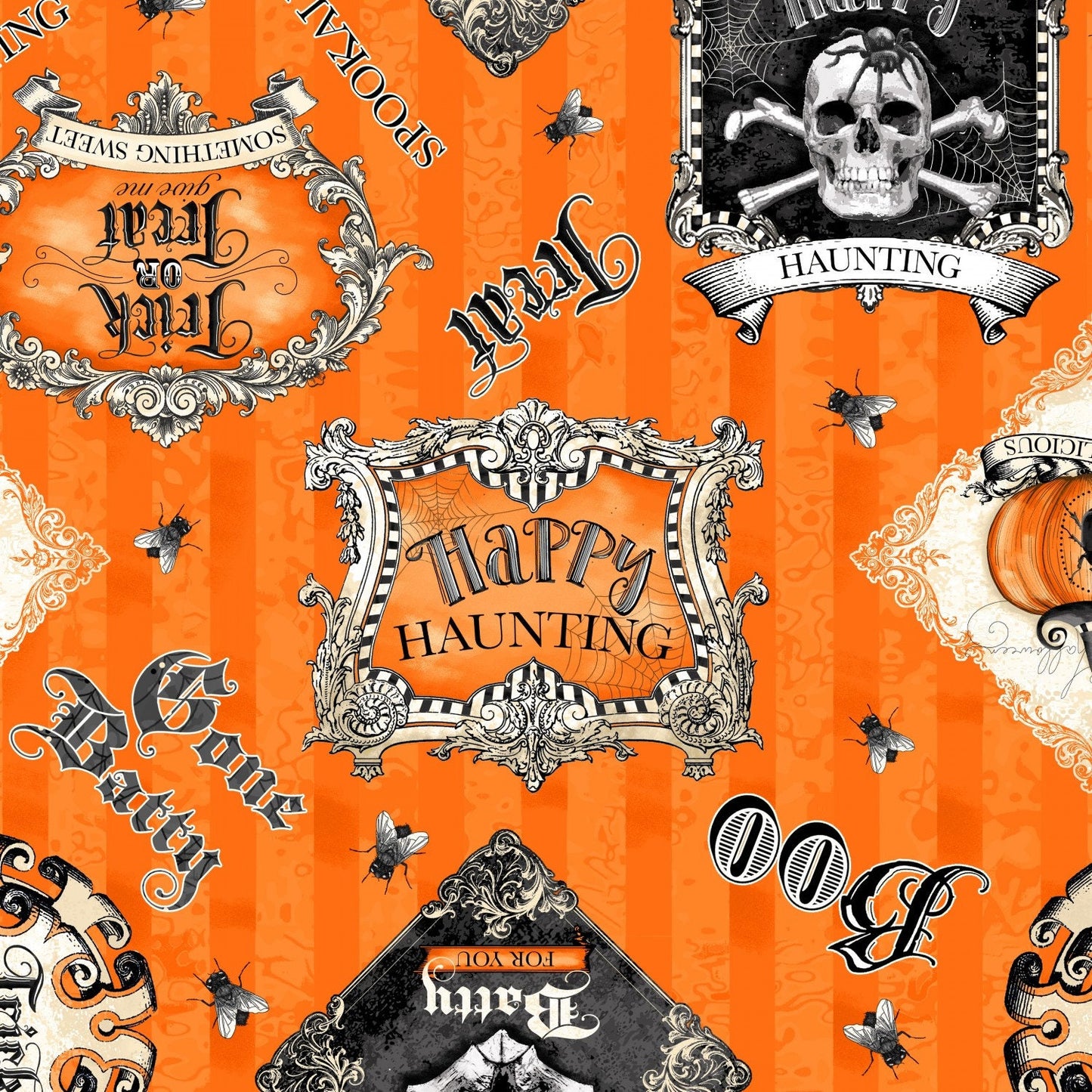 DESTASH Gone Batty 5 Karat Crystals, Wilmington Q508-565-508, Precut 5" Halloween Charm Pack Fabric Squares