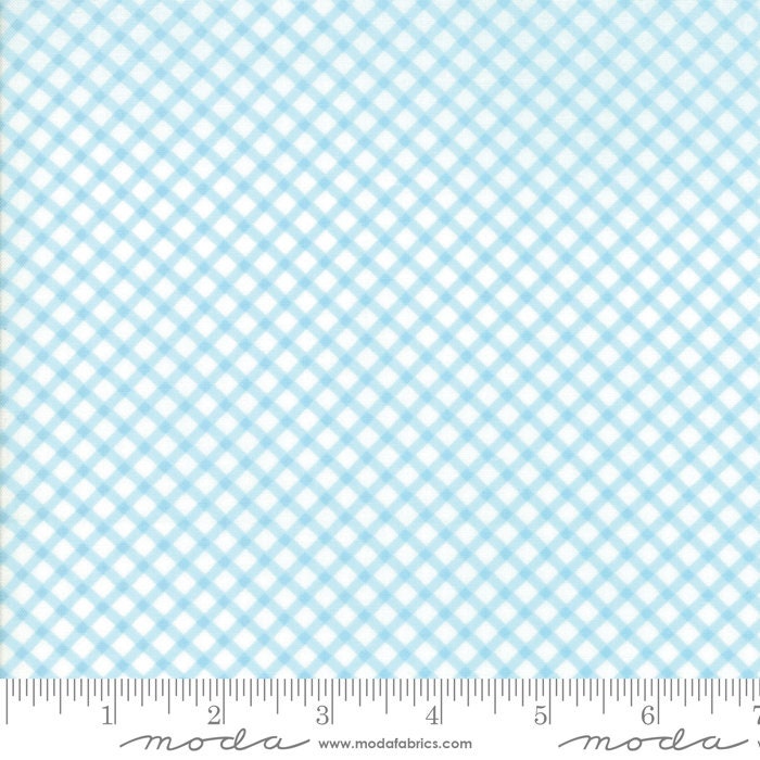 Good Tidings - Blue White Gingham Fabric, Moda 18665 12 Blue Ice, Aqua Blue Petite Gingham Fabric, Brenda Riddle