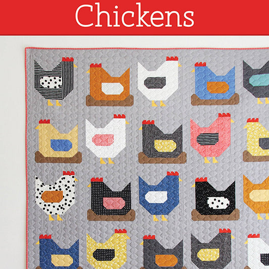 Chickens Quilt Pattern, Cluck Cluck Sew CCS185, Fat Quarter FQ Friendly Chicken Rooster Hen Throw Quilt Pattern
