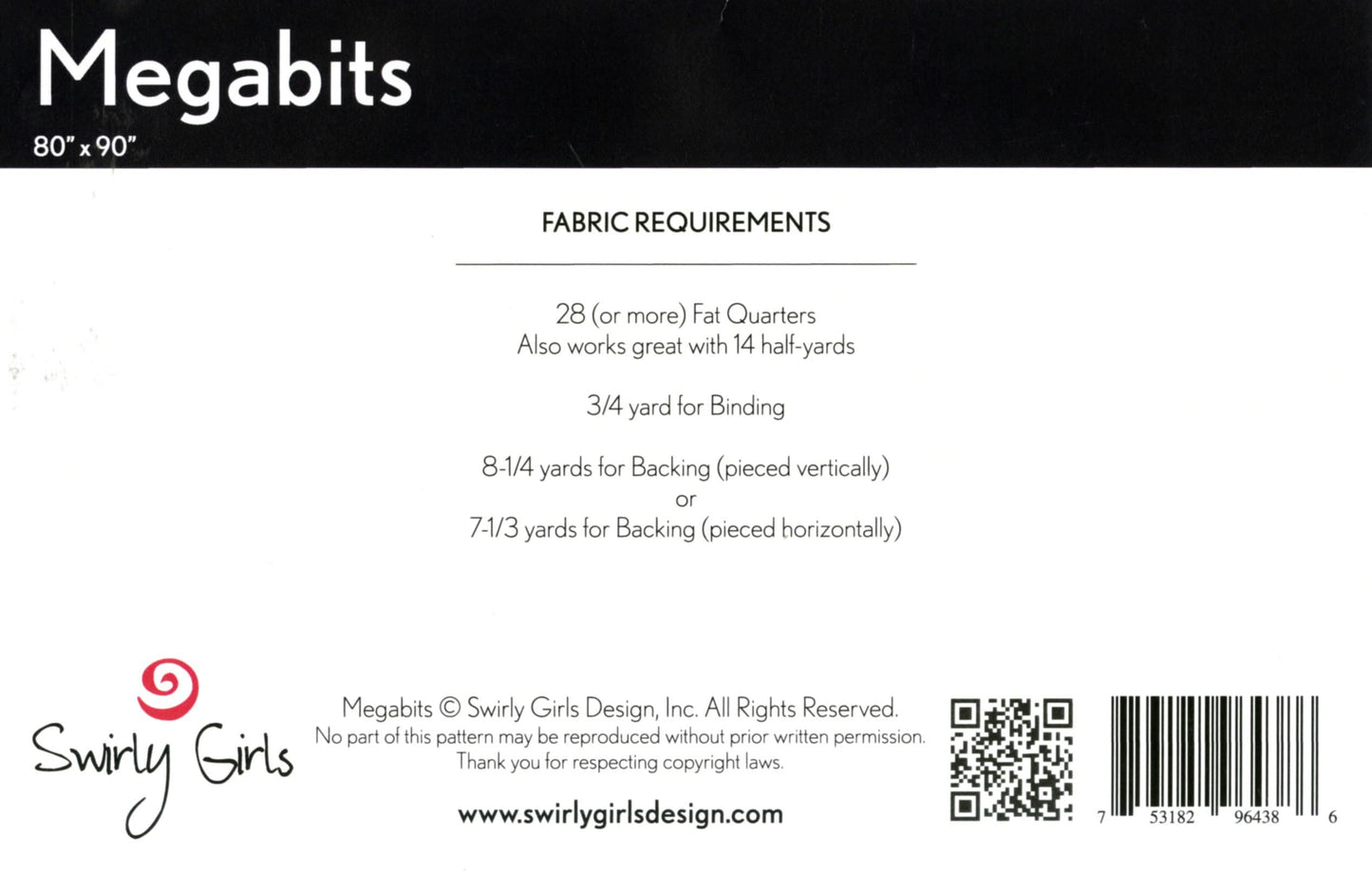 Megabits Quilt Pattern, Swirly Girls Design SGD010, 28 Fat Quarter Friendly Modern Patchwork Scrappy Quilt Pattern, Oversized Throw Quilt