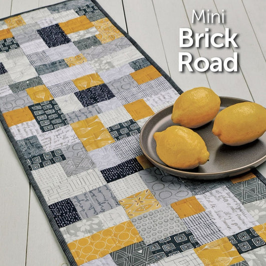 Mini Brick Road Table Runner Quilt Pattern, Atkinson Designs ATK-205, Charm Pack Fat Eighths Friendly Pattern, Easy Beginner Quilt Pattern