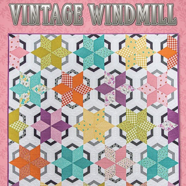 Vintage Windmill Quilt Pattern, The Quilted Life TQL10020, Fat Quarter Friendly Star Pattern, Creative Grids Diamond Mini Ruler CGR60DIAMINI