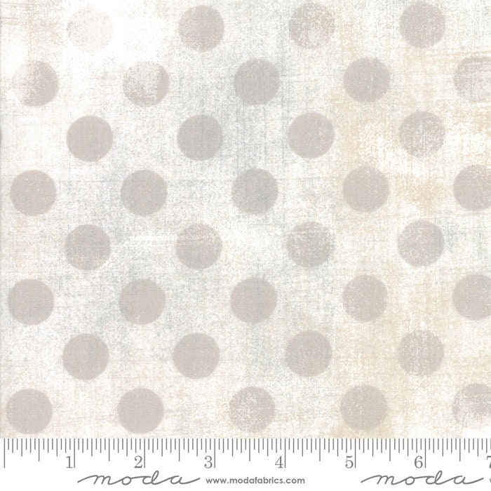 REMNANT 2 Yards 16" of 108" Grunge Hits the Spot-White Paper Wide Quilt Back Fabric, Moda 11131 11, Cream Taupe Polka Dot Wide Quilt Backing