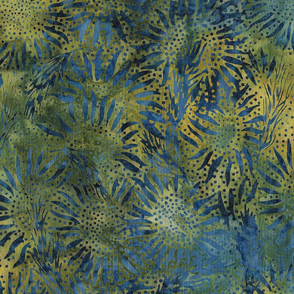 Citrus Sun Stack, Island Batik, 10" Precut Blue Green Yellow Batik Layer Cake Fabric Squares