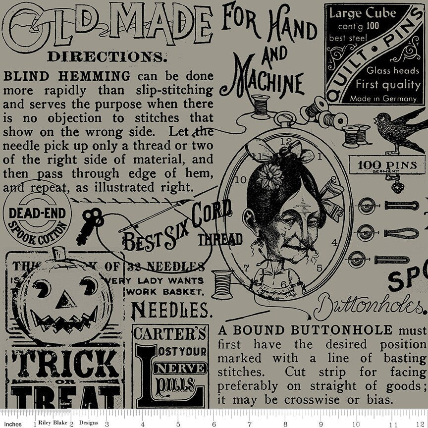 LAST CALL Old Made Halloween 5" Stacker Charm Pack Fabric, Riley Blake 5-10590-42, 5" Precut Quilt Fabric Squares, J Wecker Frisch