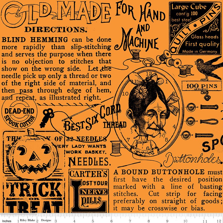 LAST CALL Old Made 10" Stacker Layer Cake, Riley Blake 10-10590-42, 10" Precut Halloween Layer Cake Fabric Squares, J Wecker Frisch
