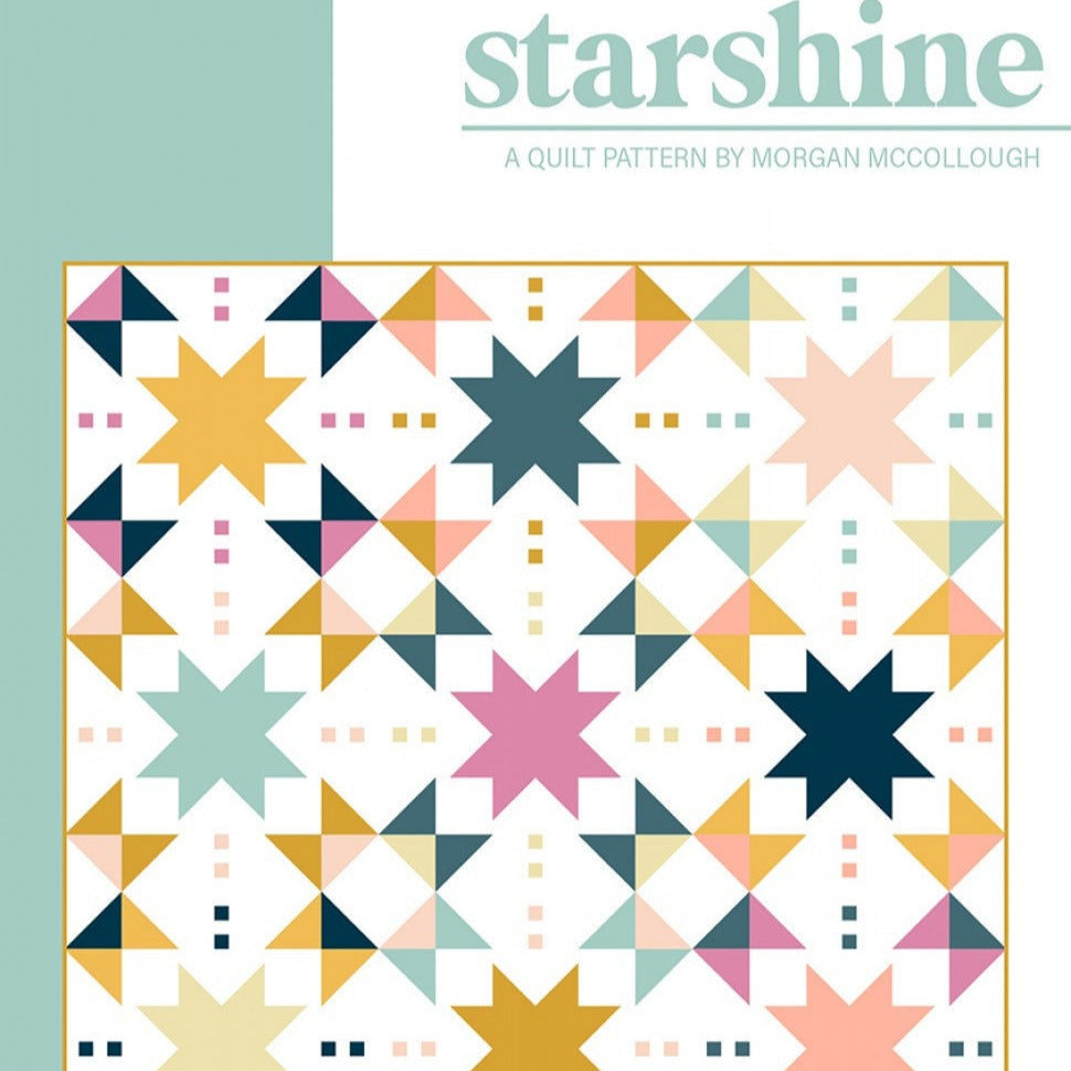 Starshine Quilt Pattern, Modernly Morgan MM-008, Fat Quarter Friendly, Beginner Star Baby Throw Queen Quilt Pattern, Morgan McCollough