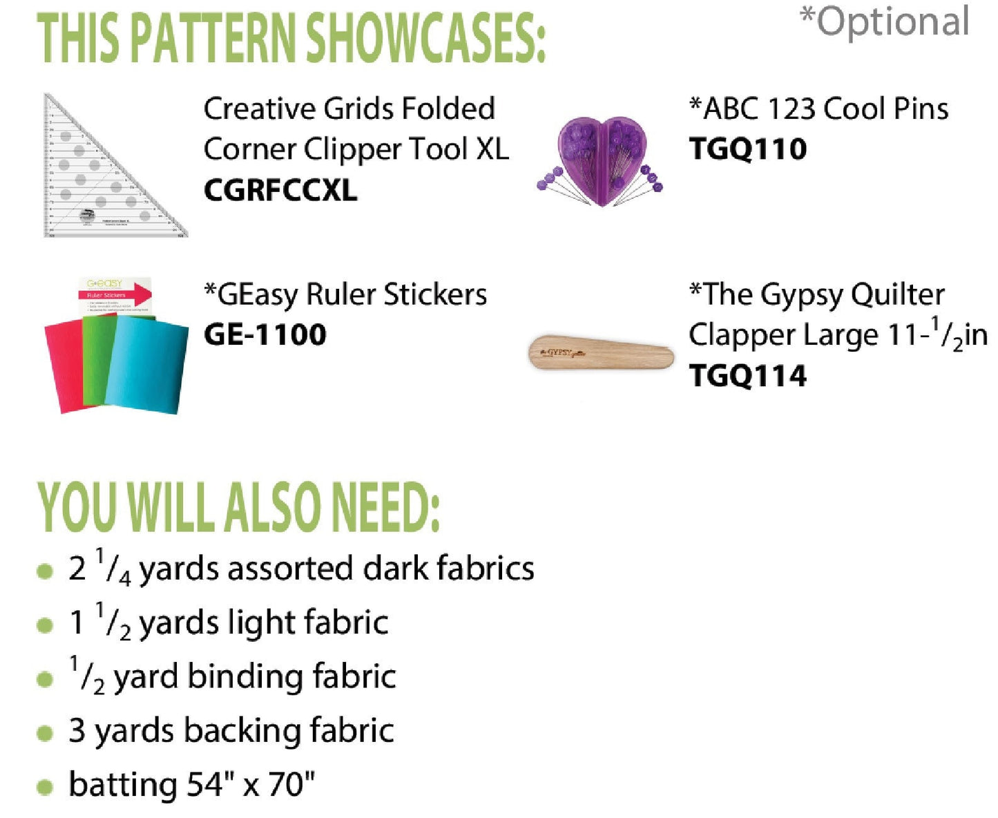 LAST CALL - Barn Raising Lite Quilt Pattern, Cut Loose Press Clppsq007, Hst Quilt Pattern, Creative Grids Xl Folded Corner Clipper CGRFCCXL