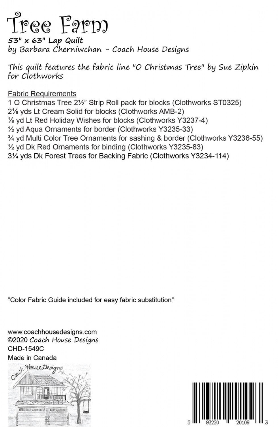 LAST CALL Tree Farm Quilt Pattern, Coach House Designs CHD-1549C