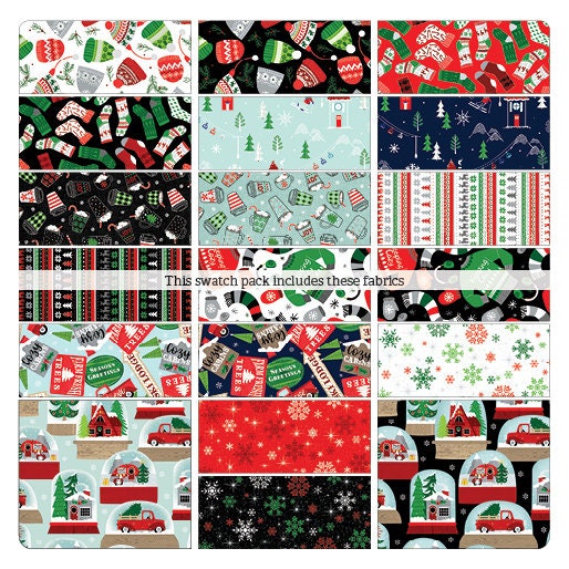 Keeping Cozy Layer Cake, Kanvas Benartex KCZ10PK, Christmas Xmas Layer Cake Fabric, 10" Precut Fabric Squares, Snowglobes Fabric