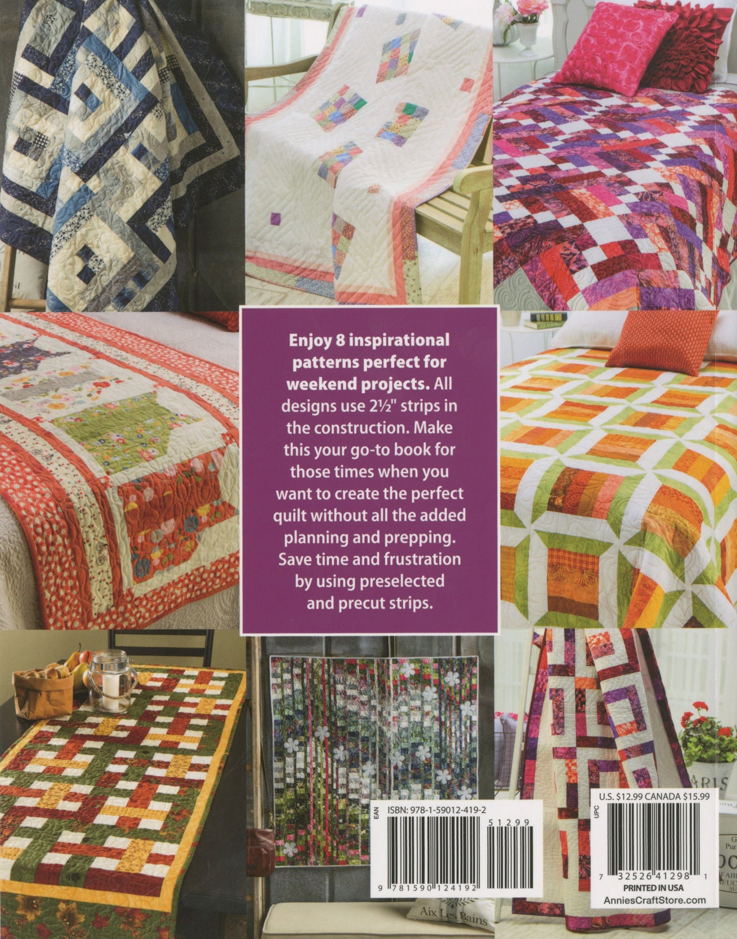 More Jelly Roll Quilts Pattern Book, Annie's Quilting 141398, Jelly Roll 2.5" Strips Quilt Pattern Book, 8 Projects