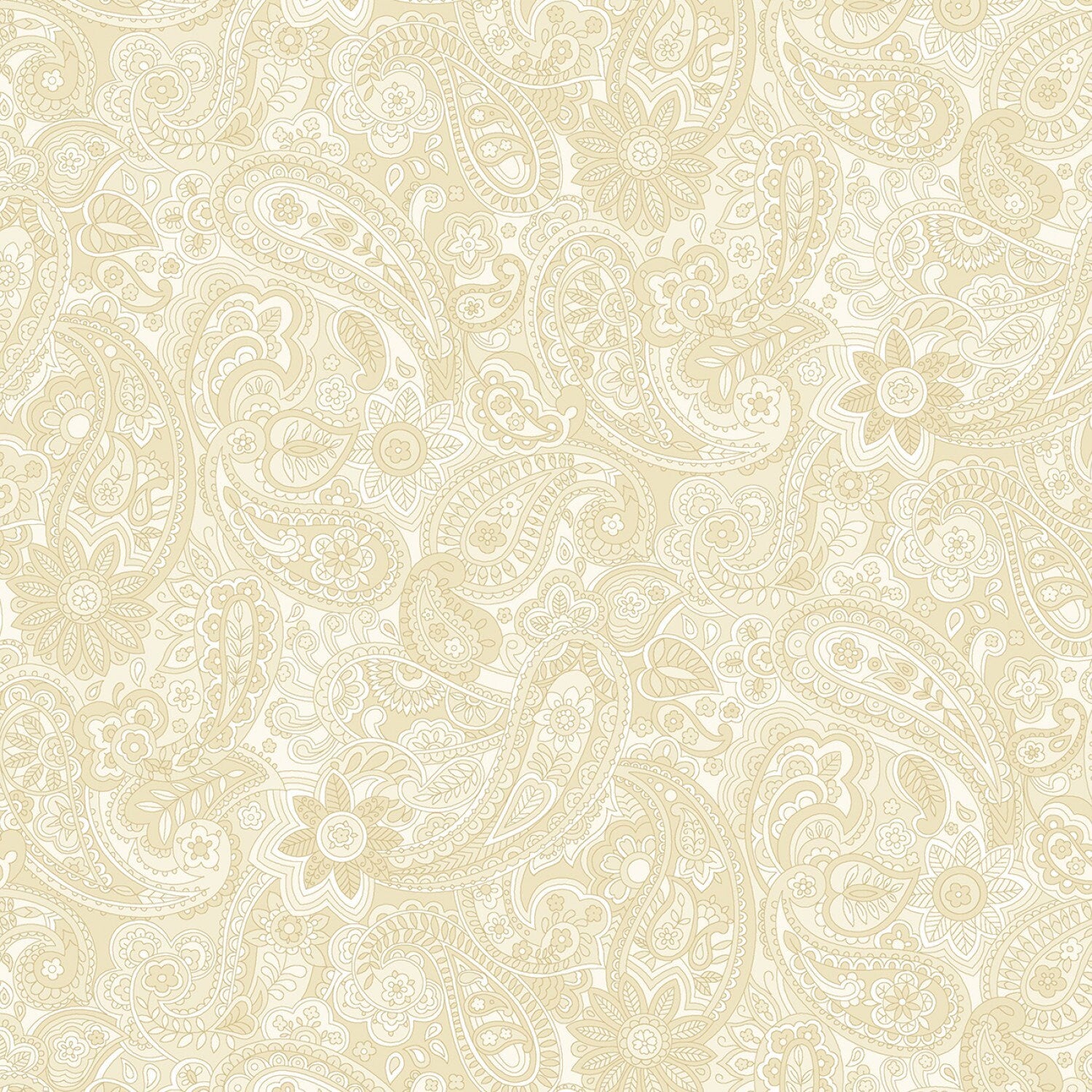 REMNANT 2 Yards 15" of 108" Inch Cream Paisley Ecru Wide Quilt Fabric, P&B Textiles Bella Suede BLW24012-E, Neutral Wide Back Fabric