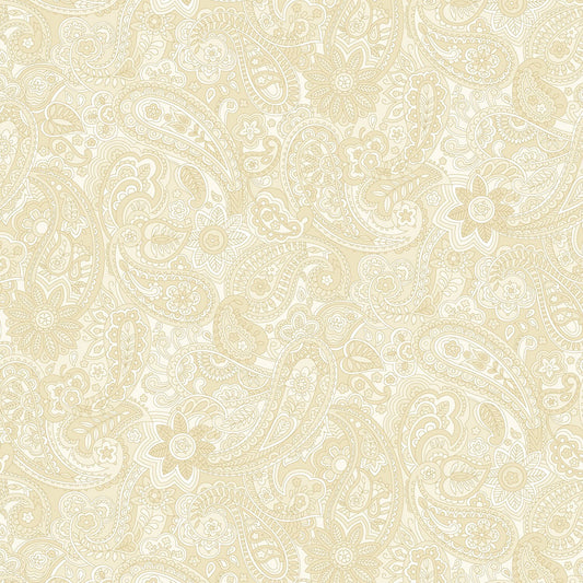 REMNANT 2 Yards 15" of 108" Inch Cream Paisley Ecru Wide Quilt Fabric, P&B Textiles Bella Suede BLW24012-E, Neutral Wide Back Fabric
