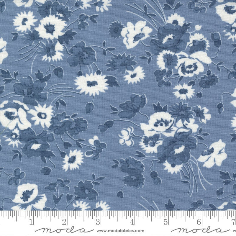 Nantucket Summer Layer Cake, Moda 55260LC, 10" Inch Precut Fabric Quilt Squares, Blue Green Floral Quilt Fabric, Camille Roskelley
