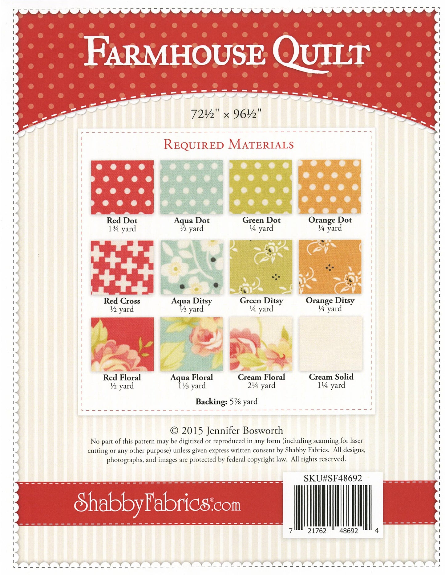 LAST CALL Farmhouse Quilt Pattern, Shabby Fabrics SF48692, Pinwheels HST Large Focal Print Quilt Pattern